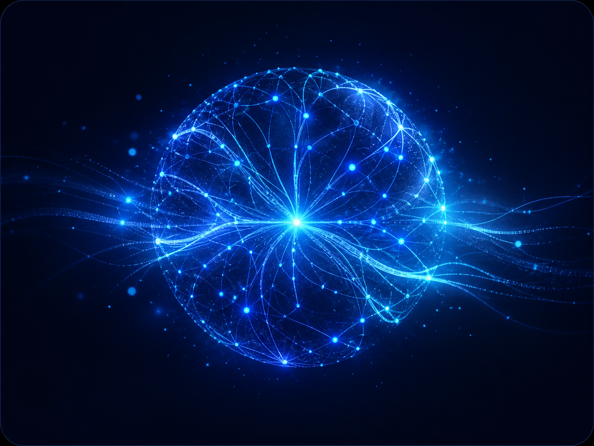 AIのニューラルネットワークを表す抽象的なビジュアル